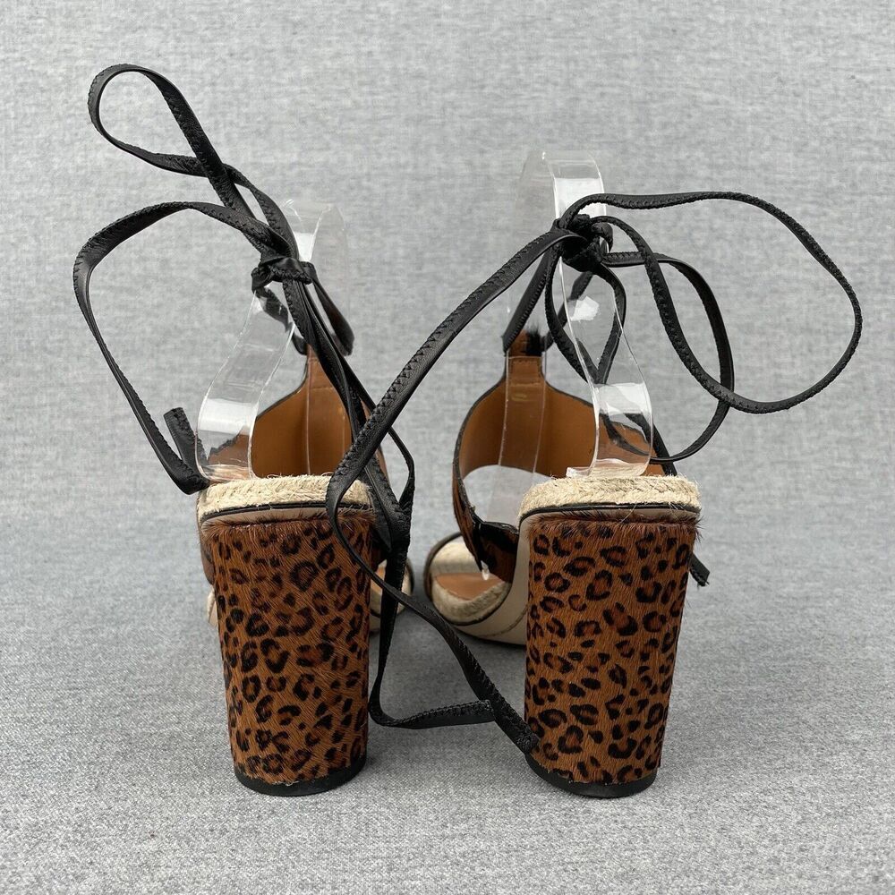 Franco Sarto Sandals Womens 7.5 Brown Black Zebra Stripe Calf‎ Hair Ankle Strap - Picture 8 of 16
